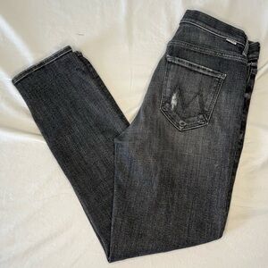 Mother Dark grey jeans mid rise dazzler ankle high waist distressed jeans 27